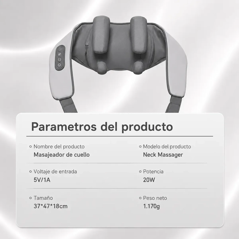 MASAJEADOR ELE CTRICO RECARGABLE 20W PARA CUELLO Y HOMBROS DISEÑO ERGONOMICO - 4