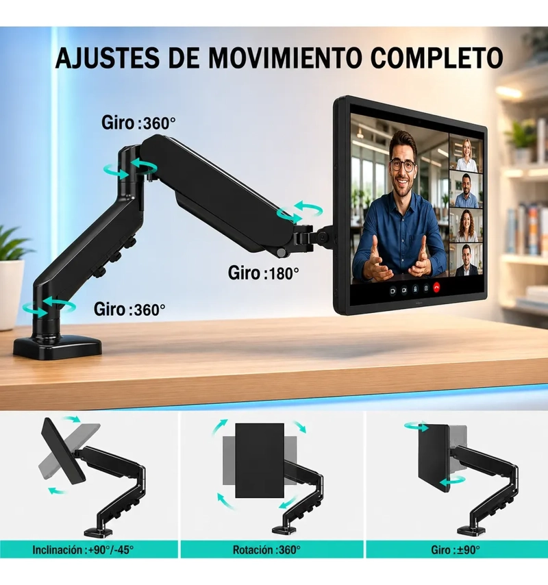 SOPORTE ARTICULADO PARA MONITOR DE 17 A 32 PULGADAS VESA AJUSTABLE - 4