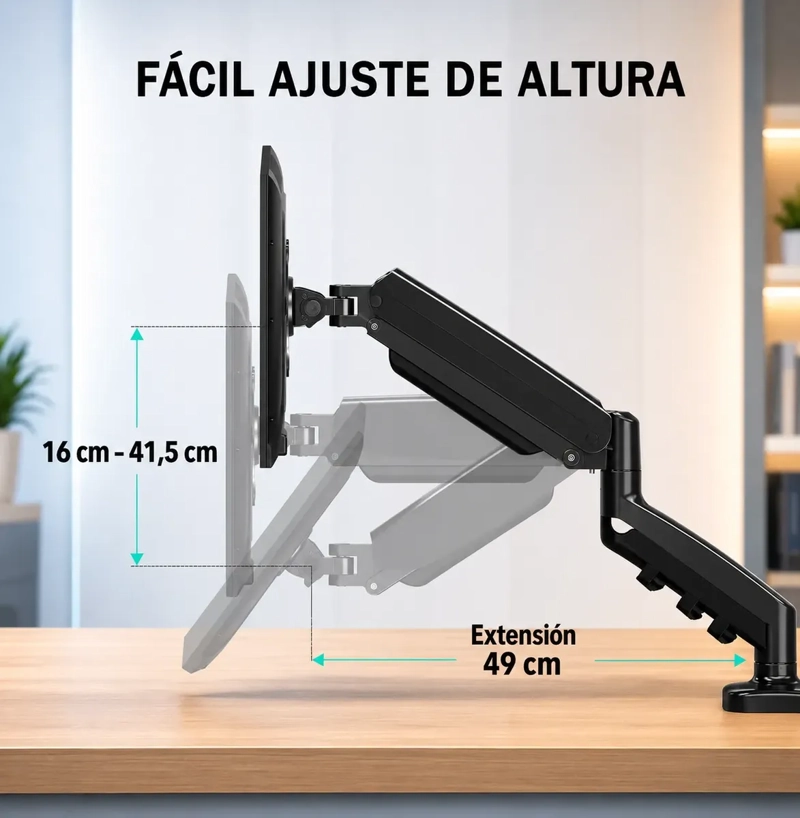 SOPORTE ARTICULADO PARA MONITOR DE 17 A 32 PULGADAS VESA AJUSTABLE - 5