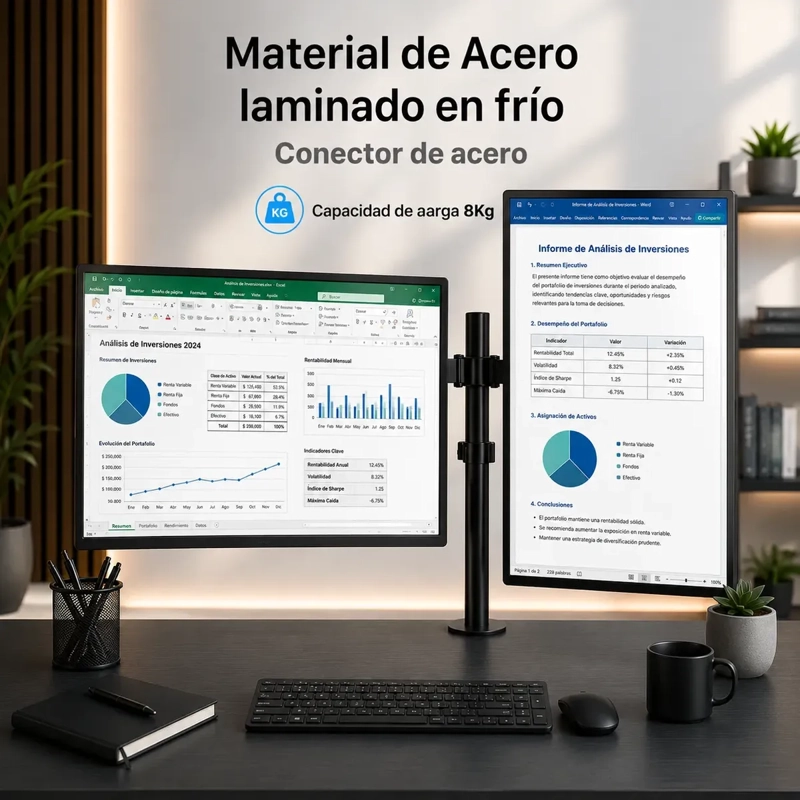 SOPORTE DOBLE ARTICULADO PARA 2 MONITORES VESA DE 14 A 32 PULGADAS AJUSTABLE - 3