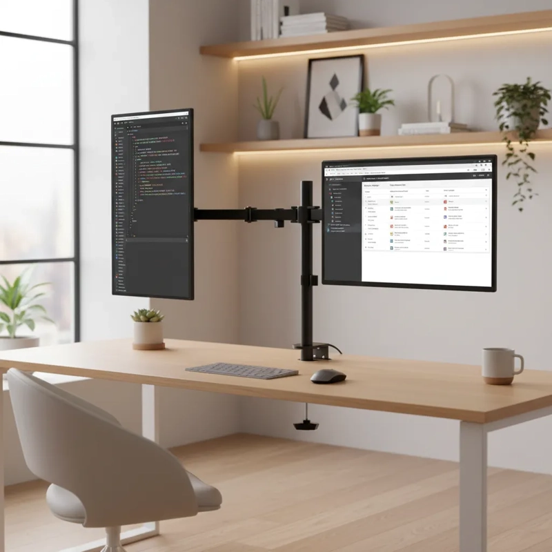 SOPORTE DOBLE ARTICULADO PARA 2 MONITORES VESA DE 14 A 32 PULGADAS AJUSTABLE - 4