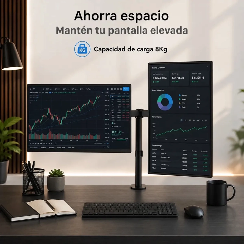 SOPORTE DOBLE ARTICULADO PARA 2 MONITORES VESA DE 14 A 32 PULGADAS AJUSTABLE - 5