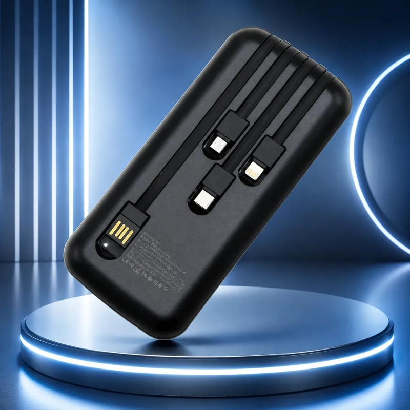 POWER BANK 10000MAH CARGA RAPIDA 22.5W PD CON 4 CABLES INTEGRADOS Y PANTALLA LED - 5