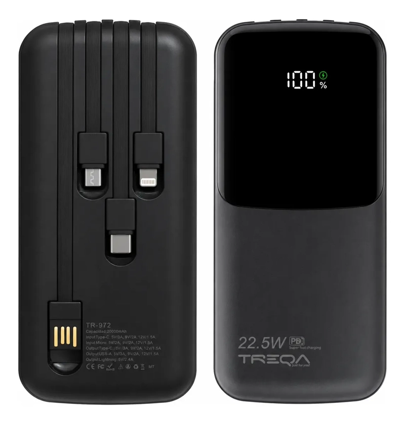 BATERÍA EXTERNA POWER BANK 20000MAH CARGA RÁPIDA PD 3.0 22.5W PORTÁTIL - 1