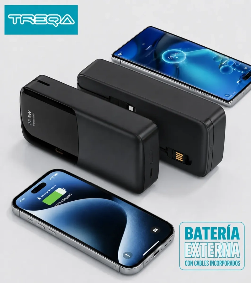 BATERÍA EXTERNA POWER BANK 20000MAH CARGA RÁPIDA PD 3.0 22.5W PORTÁTIL - 4