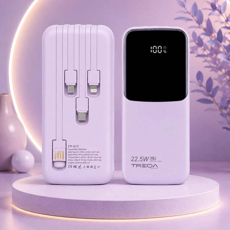 BATERIA EXTERNA POWER BANK 20000MAH CARGA RAPIDA PD 3.0 22.5W PORTATIL - 3