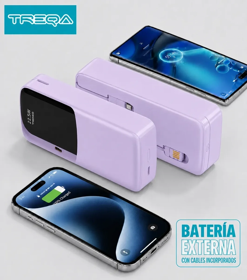 BATERIA EXTERNA POWER BANK 20000MAH CARGA RAPIDA PD 3.0 22.5W PORTATIL - 6