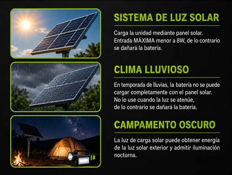 SISTEMA DE EMERGENCIA CON ILUMINACION SOLAR PORTATIL Y BATERIA RECARGABLE - 3