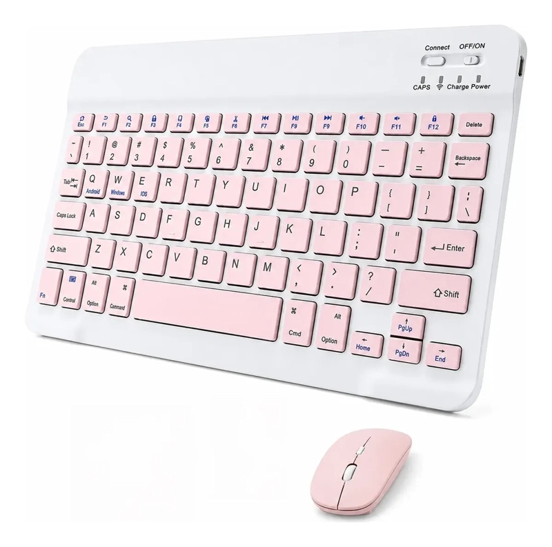 KIT TECLADO Y MOUSE INALAMBRICO BLUETOOTH COMPATIBLE CON PC TABLET Y CELULAR - 1