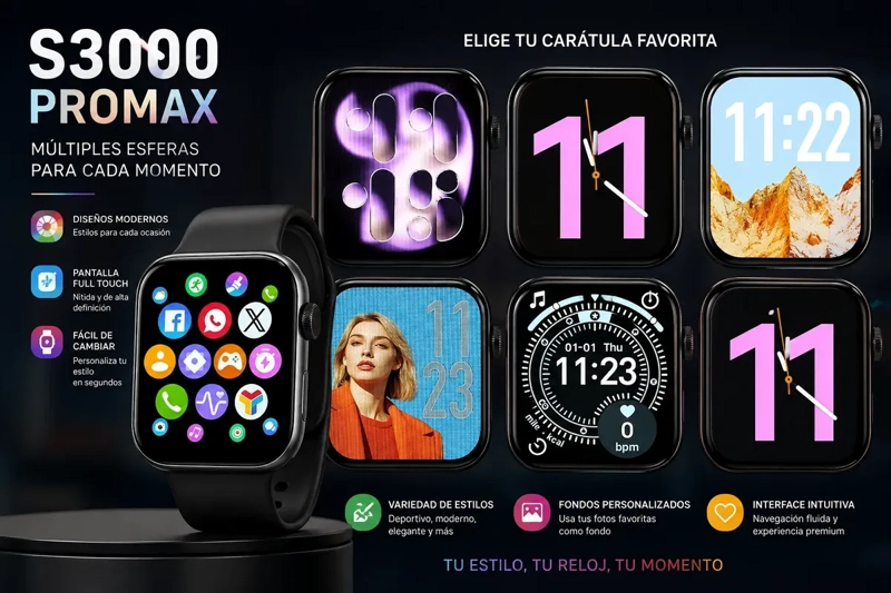 KIT SMARTWATCH BLUETOOTH CON 7 CORREAS Y AUDIFONOS INALAMBRICOS - 8