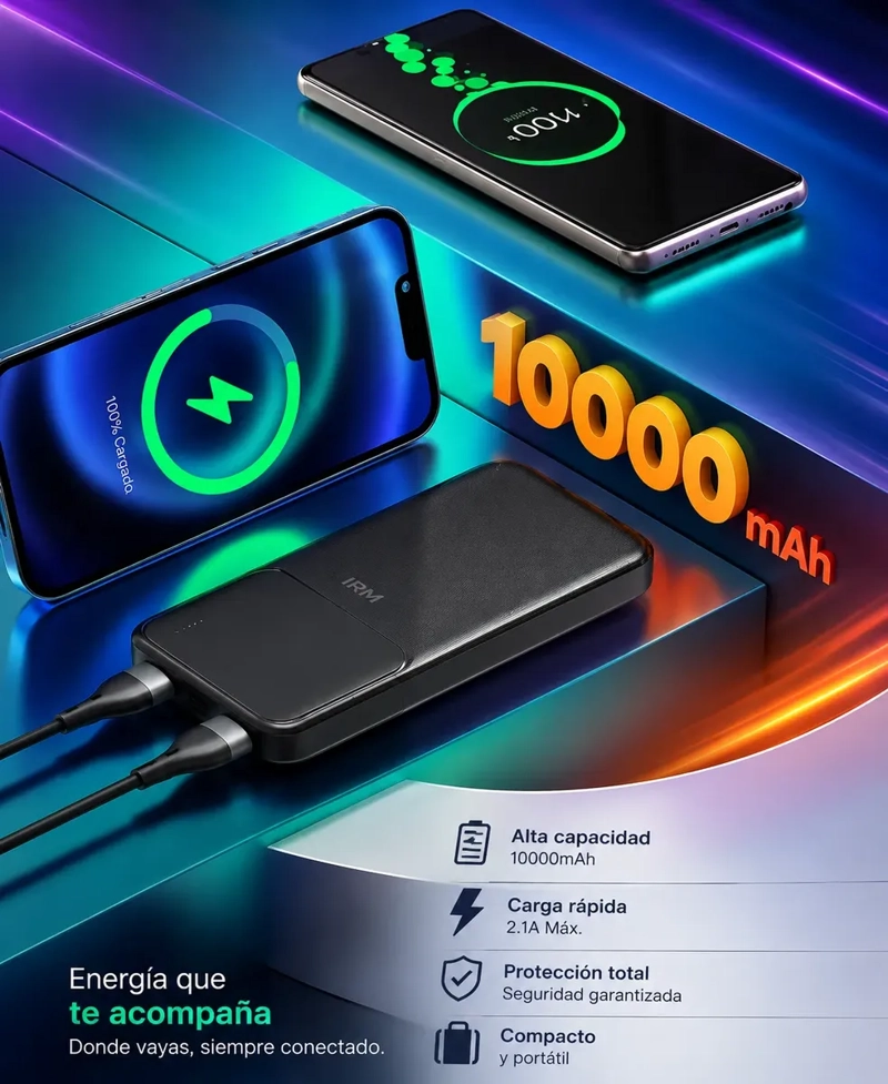 POWER BANK 10000MAH DOBLE USB 10W BATERIA EXTERNA PORTATIL  DESCRIPCION CORTA - 4