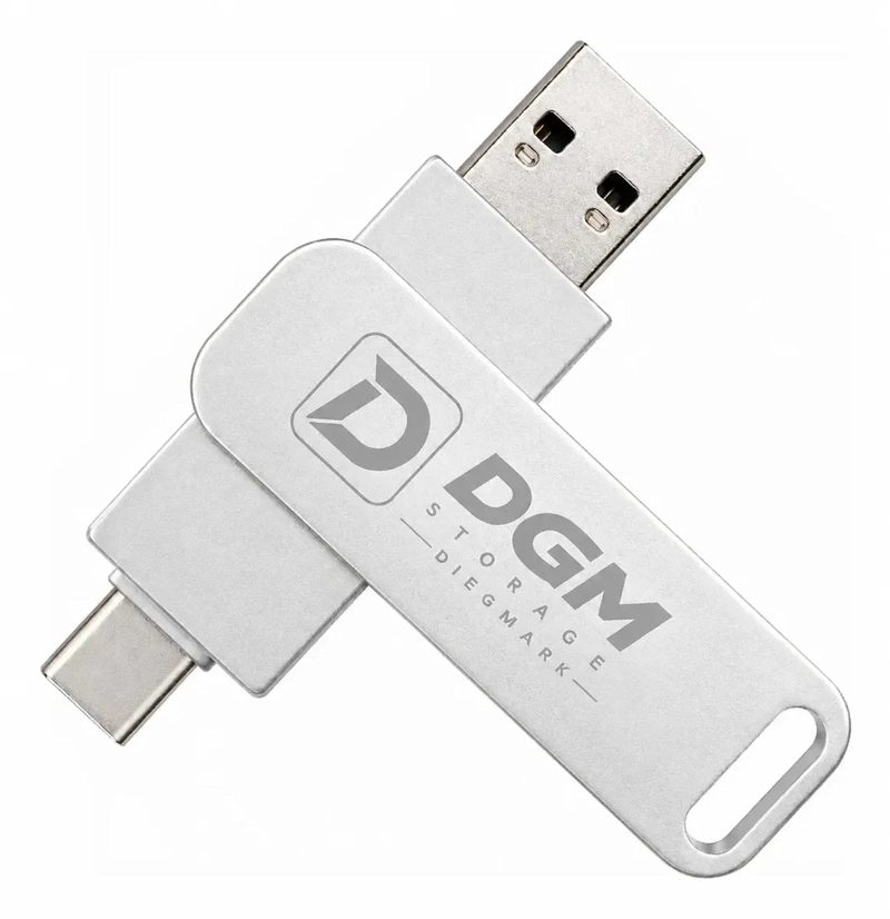 PENDRIVE OTG DIEGMARK 16GB 2 EN 1 USB C Y USB PLATEADO PARA CELULAR Y PC - 1