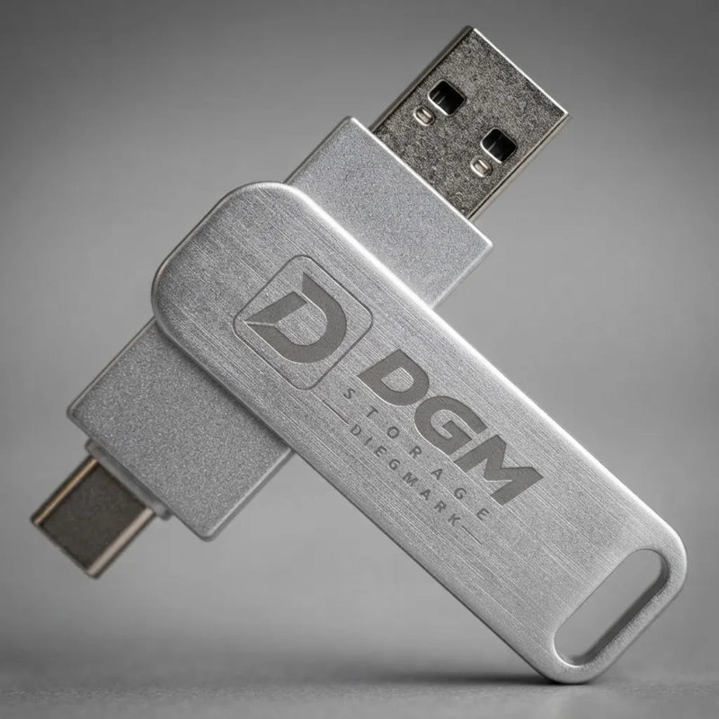 PENDRIVE OTG DIEGMARK 128GB 2 EN 1 USB C Y USB PLATEADO PARA CELULAR Y PC - 7