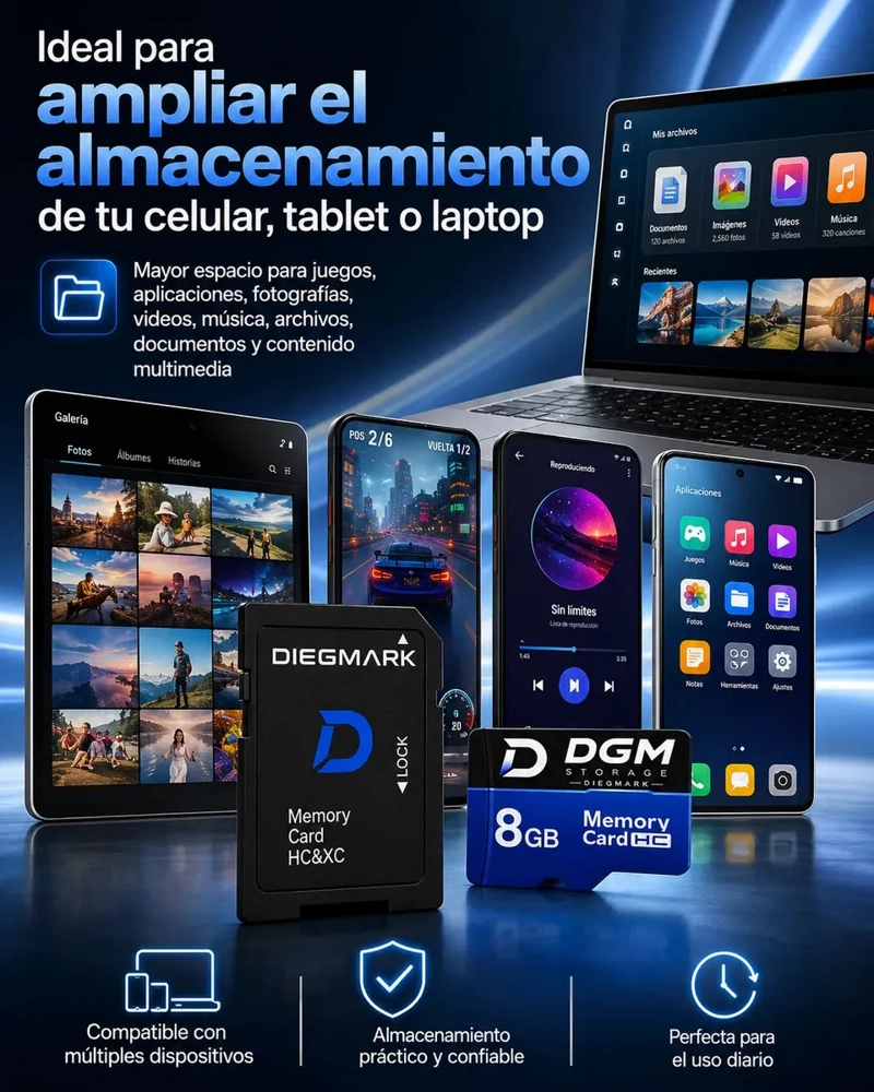 TARJETA MICROSDHC DIEGMARK 8GB CLASE 10 U1 CON ADAPTADOR SD - 7