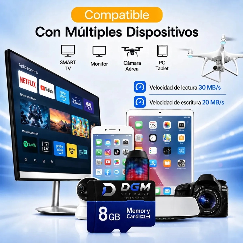 TARJETA MICROSDHC DIEGMARK 8GB CLASE 10 U1 CON ADAPTADOR SD - 9