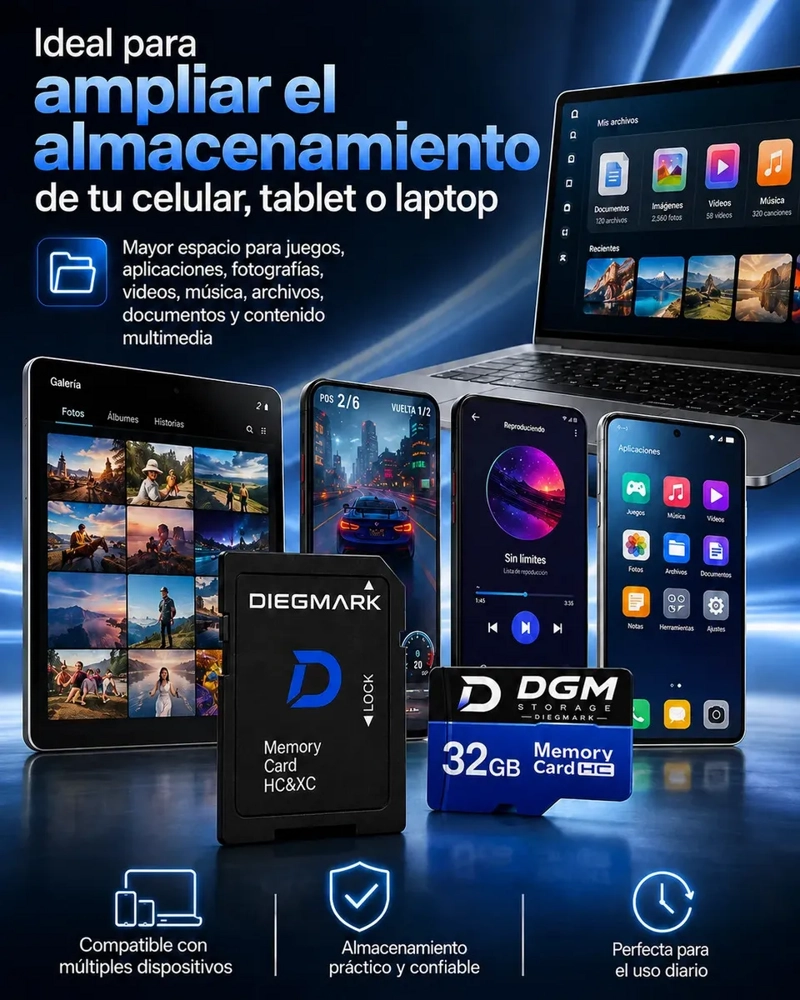 TARJETA MICROSDHC DIEGMARK 32GB CLASE 10 U1 CON ADAPTADOR SD - 7