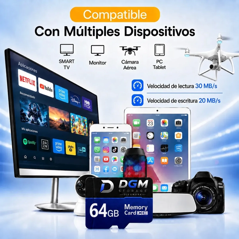 TARJETA MICROSDXC DIEGMARK 64GB U1 V10 CON ADAPTADOR SD PARA CELULAR Y CÁMARA - 3