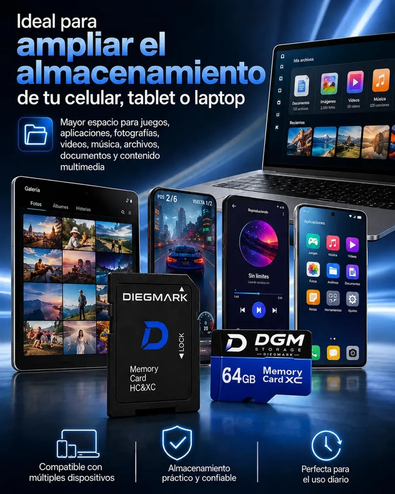 TARJETA MICROSDXC DIEGMARK 64GB U1 V10 CON ADAPTADOR SD PARA CELULAR Y CÁMARA - 5