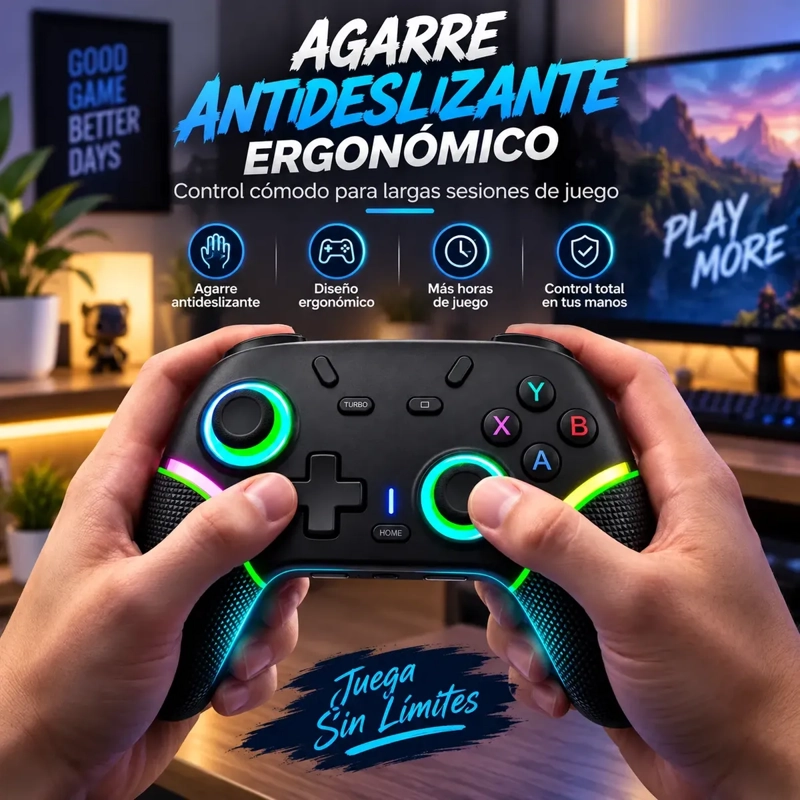 CONTROL JOYSTICK X9 RGB INALAMBRICO MULTIPLATAFORMA PARA VIDEOJUEGOS - 7