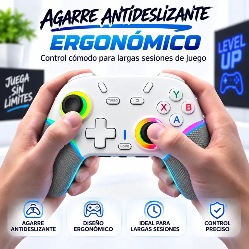 GAMEPAD X9 BLANCO INALAMBRICO RGB MULTIPLATAFORMA CON SOPORTE PARA CELULAR - 4