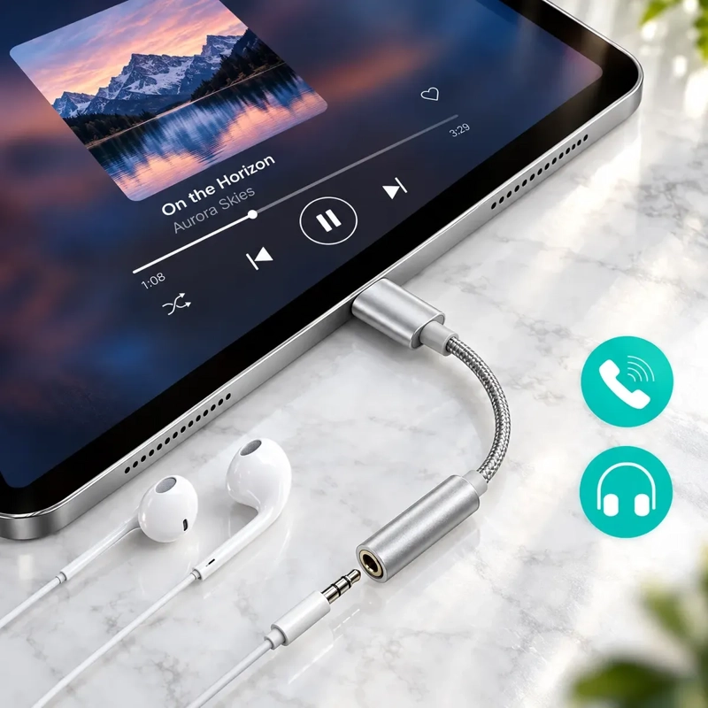 ADAPTADOR DE AUDIO TRENZADO USB C A JACK 3.5 MM PARA ANDROID - 3