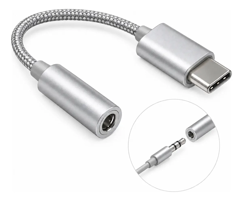 ADAPTADOR DE AUDIO TRENZADO USB C A JACK 3.5 MM PARA ANDROID - 5