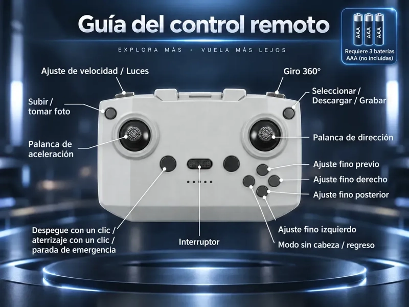 DRONE MINI K5 2.4 GHZ CON CAMARA CONTROL REMOTO Y LUCES LED - 3
