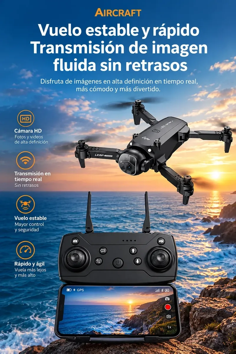 DRONE PLEGABLE WIFI CON CAMARA HD CONTROL REMOTO Y GIRO 360° - 3