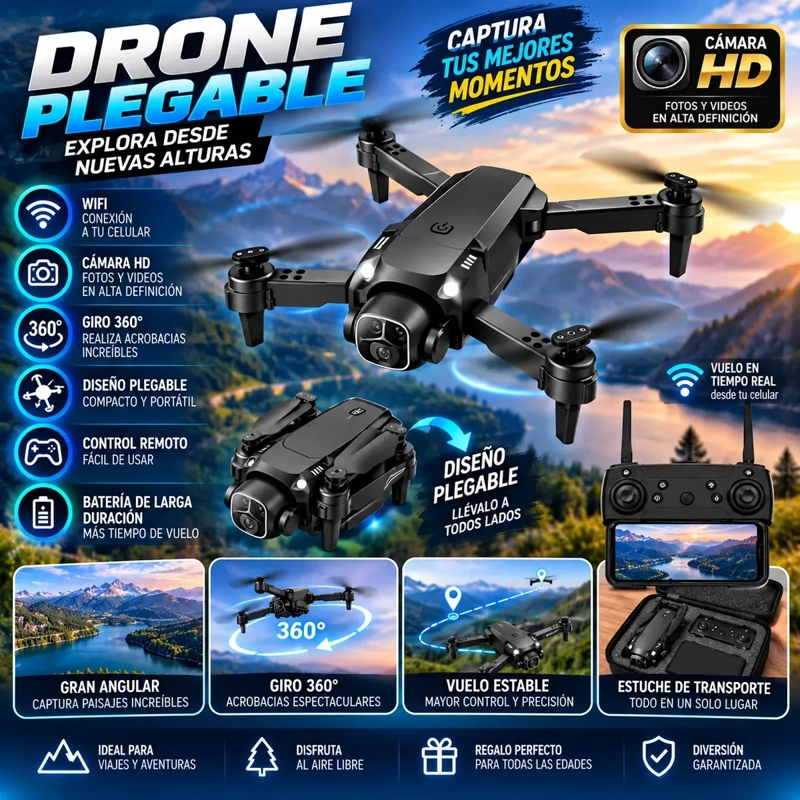 DRONE PLEGABLE WIFI CON CAMARA HD CONTROL REMOTO Y GIRO 360° - 4