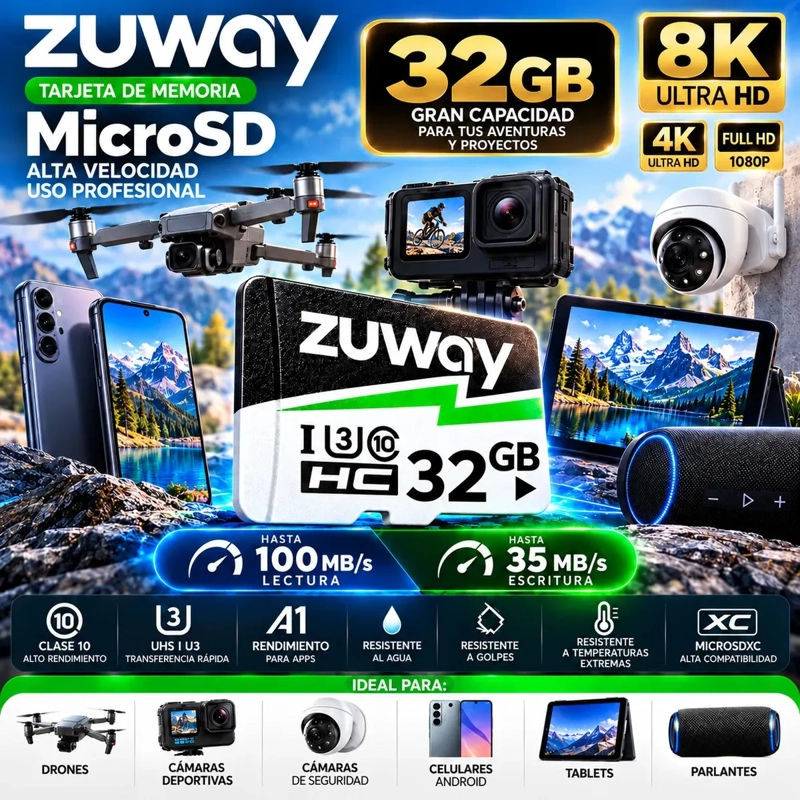 TARJETA MEMORIA MICROSD 32GB CLASE 10 U3 A1 100MB/S - 2