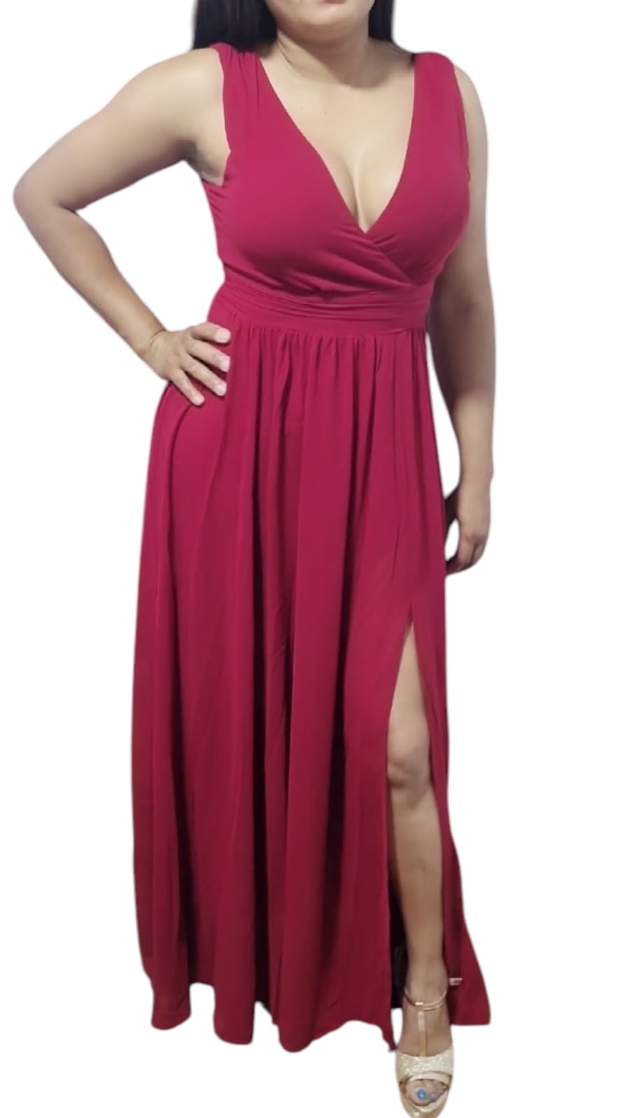 VESTIDO DE FIESTA ALISON AZUL-ROJO - 5