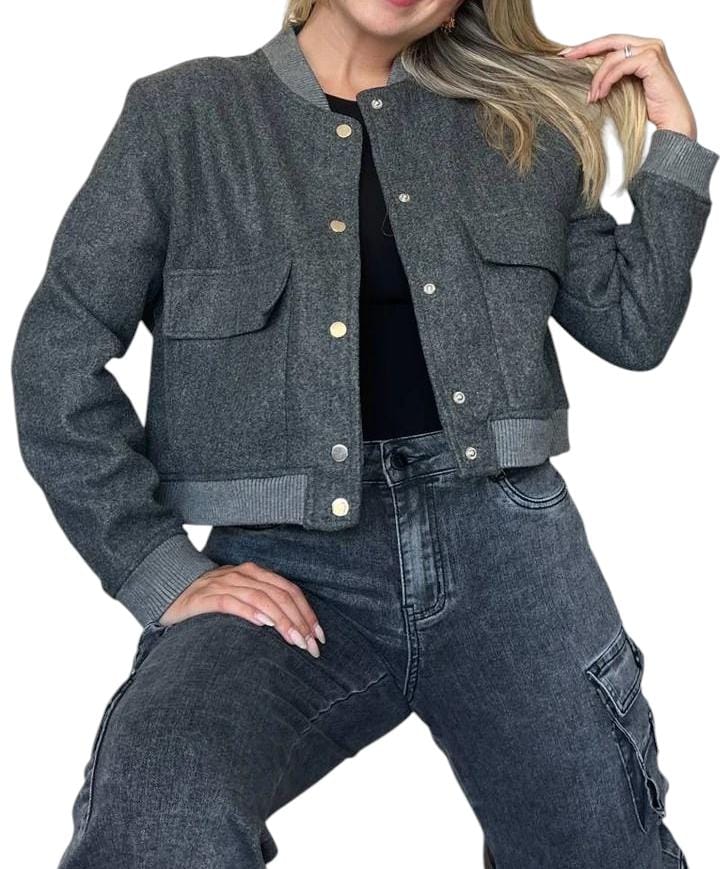CHAQUETA BOMBER MUJER CROPPED CALIDAD PREMIUM - 1