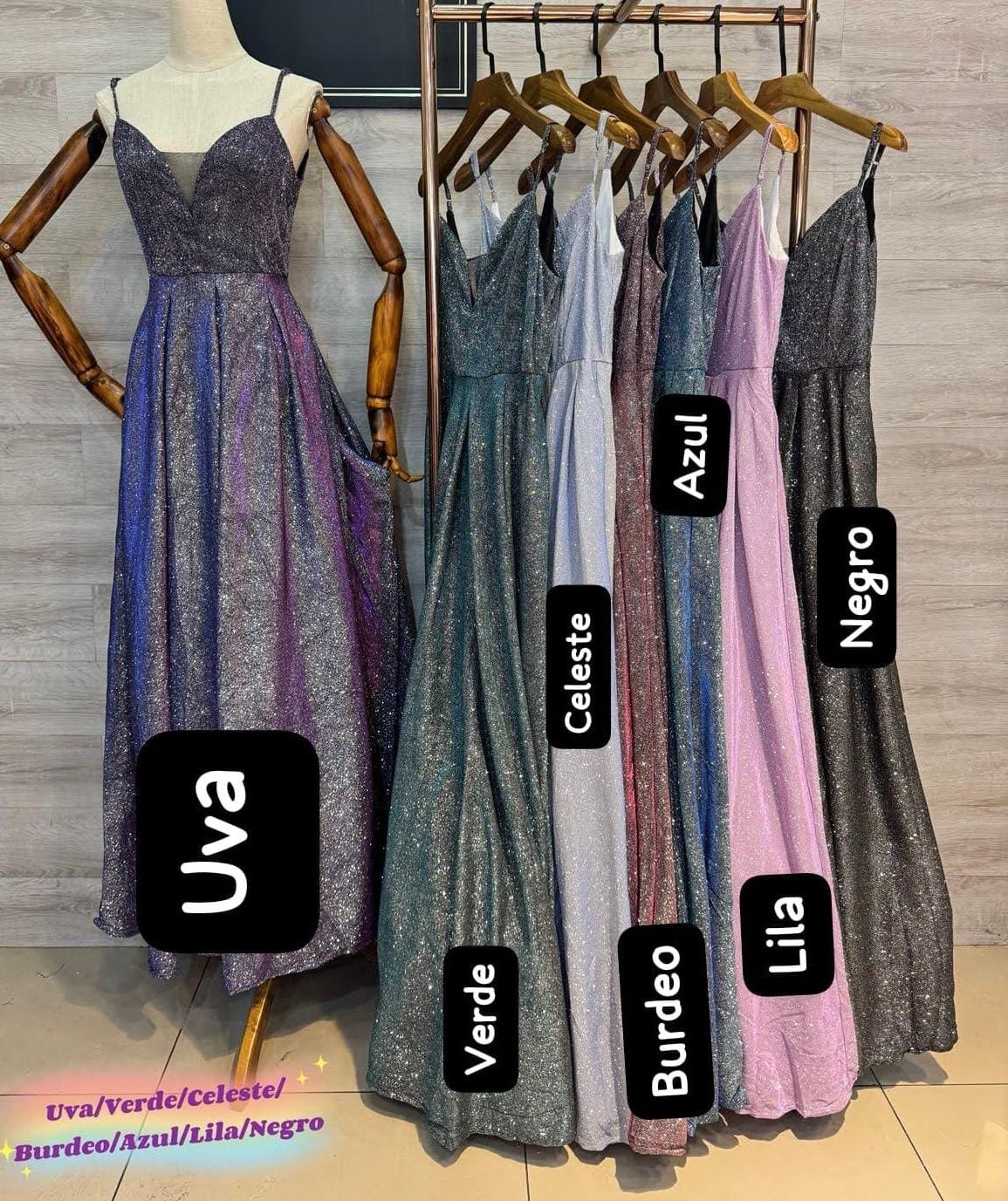 VESTIDO DE FIESTA ANAHI CON BRILLOS - 2