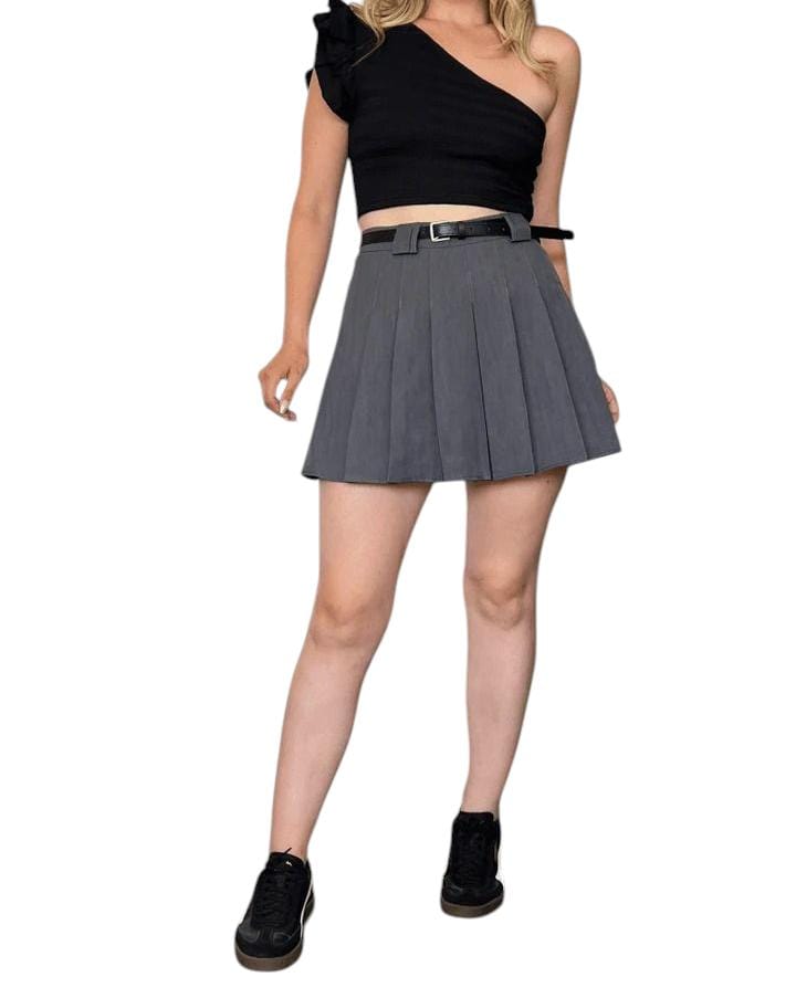 FALDA PLISADA CON CINTURÓN MUJER - 1