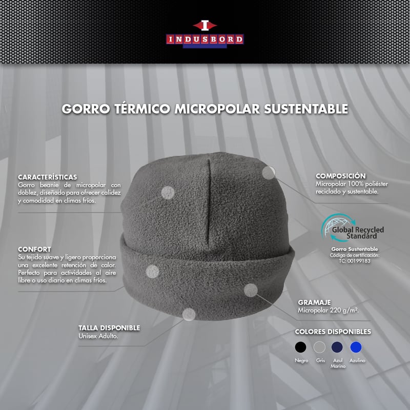 GORRO BEANIE TÉRMICO MICROPOLAR SUSTENTABLE INDUSBORD® - 5