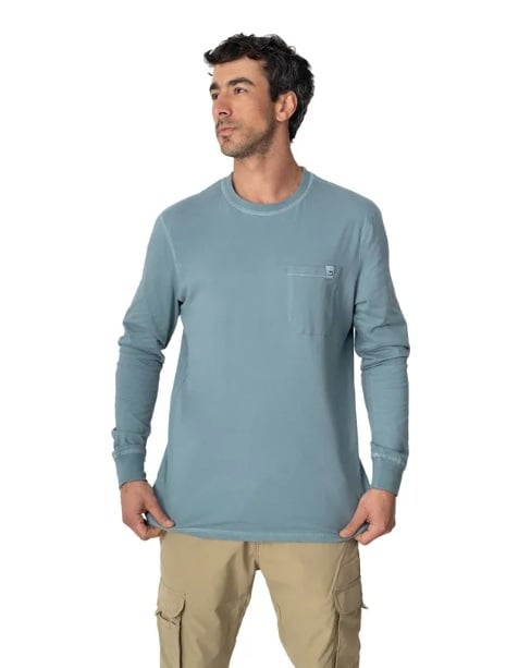 POLERA HOMBRE LARGO COYÁN ALGODÓN ORGÁNICO UV+ LENGA®. - 1
