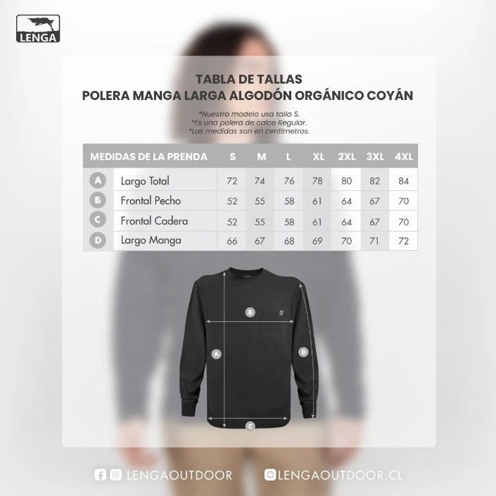POLERA HOMBRE LARGO COYÁN ALGODÓN ORGÁNICO UV+ LENGA®. - 5