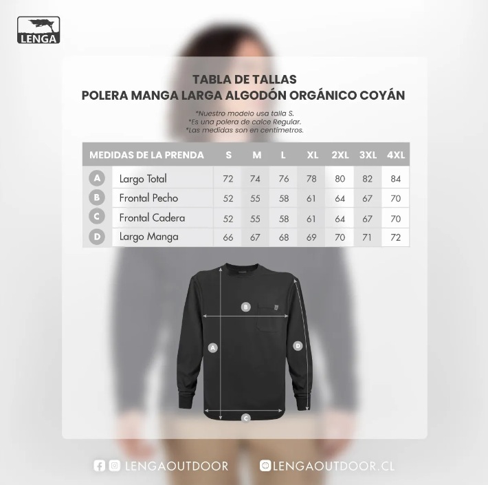 POLERA HOMBRE LARGO COYÁN ALGODÓN ORGÁNICO UV+ LENGA®. - 5