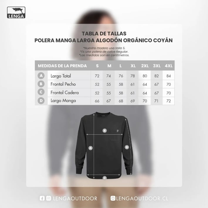 POLERA HOMBRE LARGO COYÁN ALGODÓN ORGÁNICO UV+ LENGA®. - 5