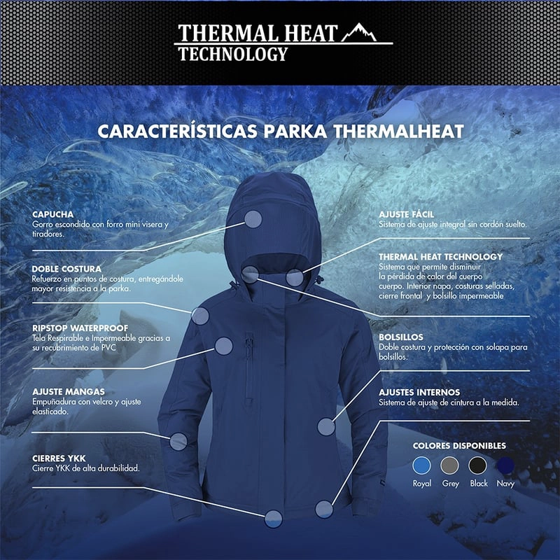 PARKA THERMAL HEAT TÉRMICA MUJER COSTURAS SELLADAS Y CIERRE YKK - 5
