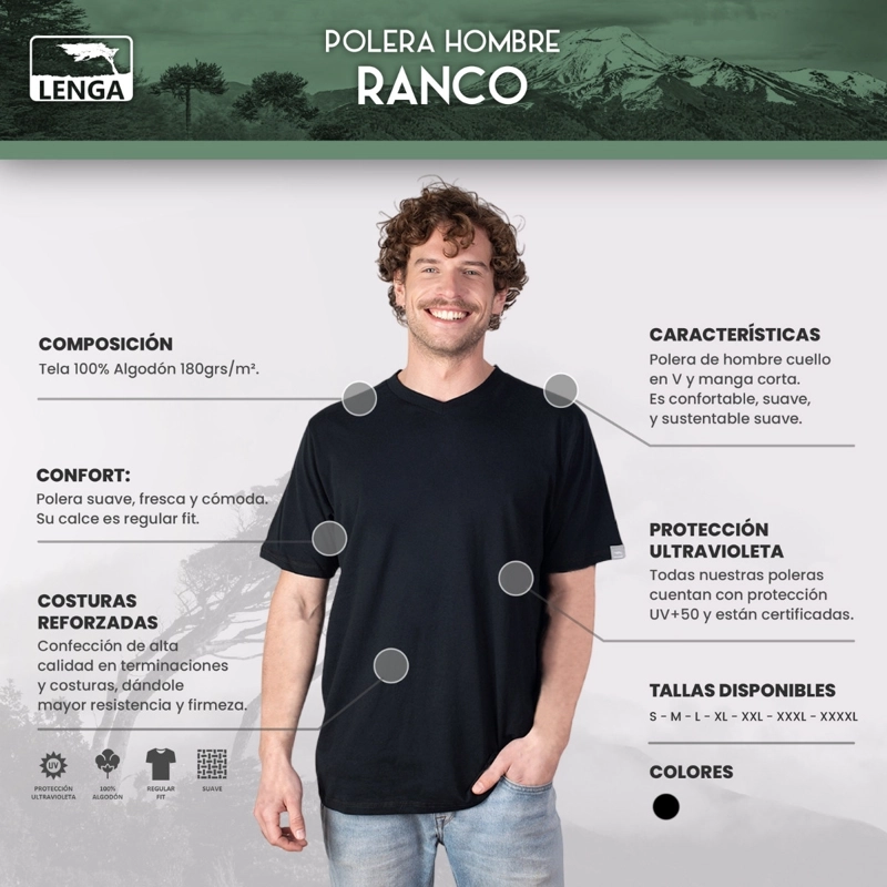 POLERA CUELLO V DE HOMBRE 100 ALGODÓN ORGÁNICO RANCO LENGA®._ - 7
