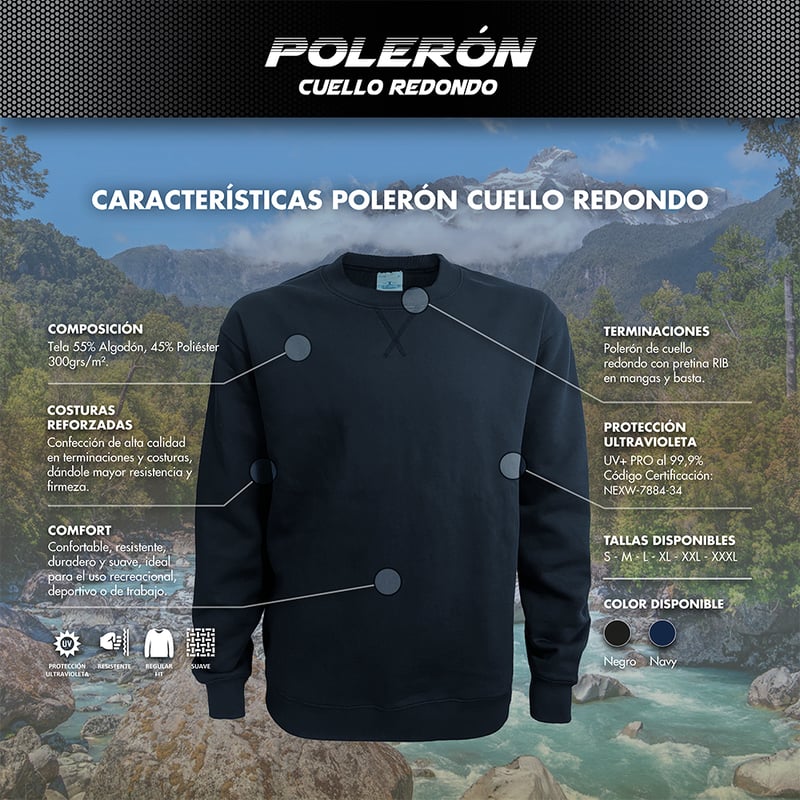 POLERÓN OUTDOOR HOMBRE INDUSBORD PO-CR CUELLO REDONDO ® UV+PRO - 5