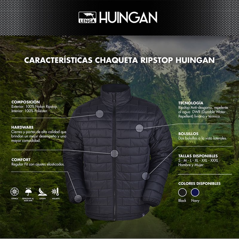 CHAQUETA OUTDOOR HOMBRE LENGA CHM-002 RIPSTOP HUINGAN DWR - 5