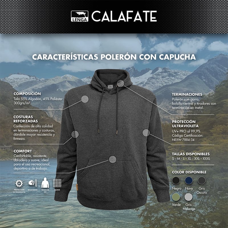 POLERÓN CON CAPUCHA CANGURO CALAFATE DE HOMBRE - 5