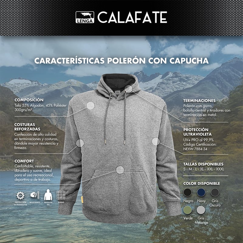 POLERÓN CON CAPUCHA CANGURO CALAFATE DE HOMBRE - 5