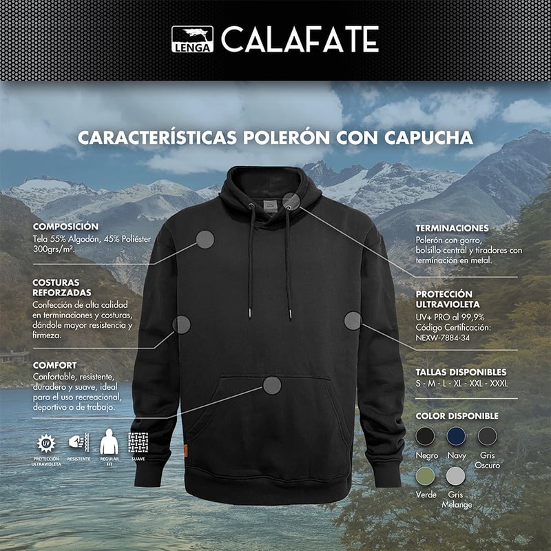 POLERÓN CON CAPUCHA CANGURO CALAFATE DE HOMBRE - 5