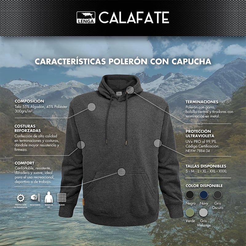 POLERÓN CON CAPUCHA CANGURO CALAFATE DE HOMBRE - 5