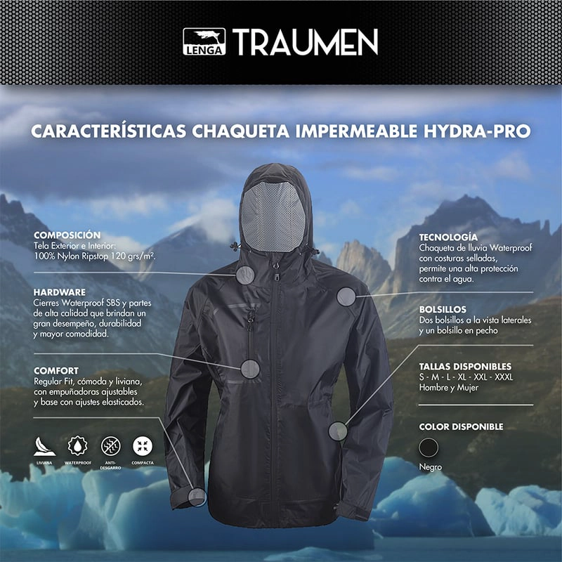 CHAQUETA OUTDOOR MUJER LENGA RJTM-21 TEXTIL IMPERMEABLE TRAUMEN HYDRA-PRO ® - 5