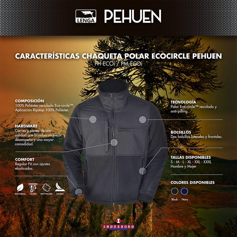 CHAQUETA POLAR TELA ECO-CIRCLE SUSTENTABLE HOMBRE._
