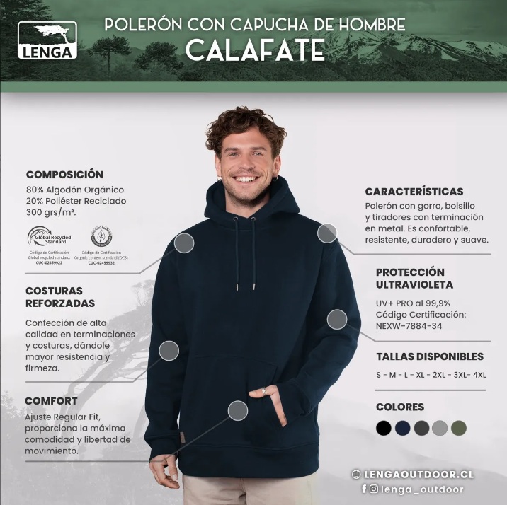 POLERÓN CON CAPUCHA CANGURO CALAFATE DE HOMBRE - 5